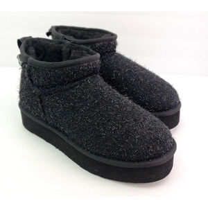 BearPaw Shalini Youth Girls Size 13 Black Sparkle Wool Blend Winter Low Boots